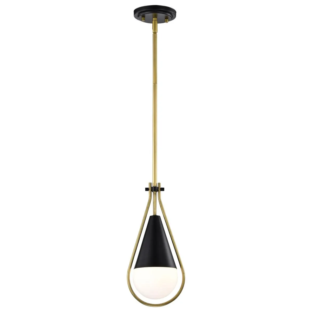 Admiral 10 in. Pendant Light Matte Black and Natural Brass Finish