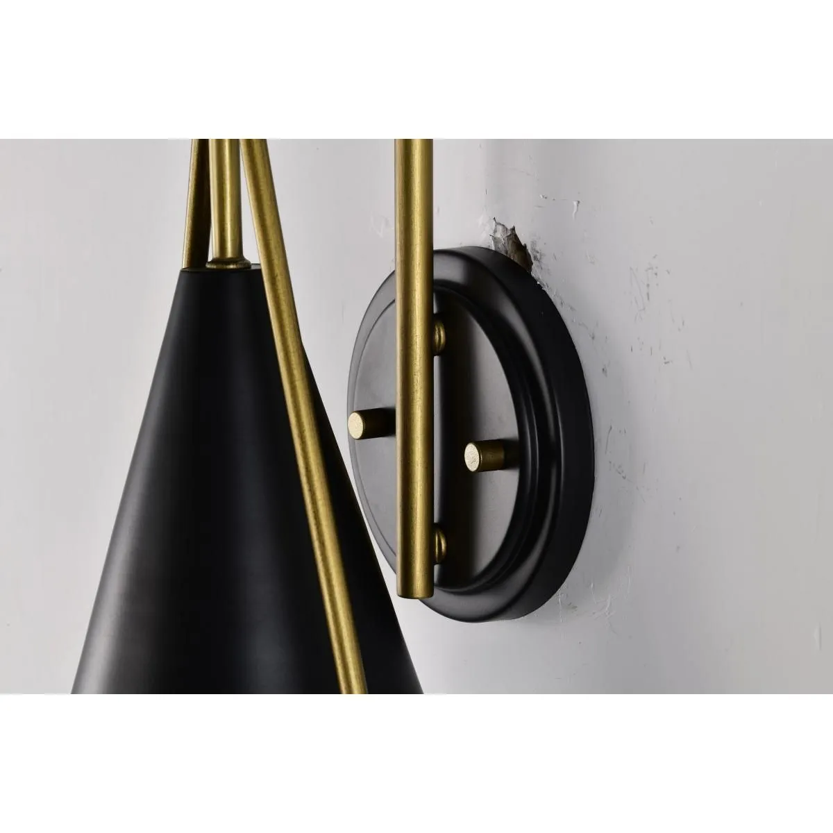 Admiral 15 in. Wall Sconce Matte Black and Natural Brass Finish
