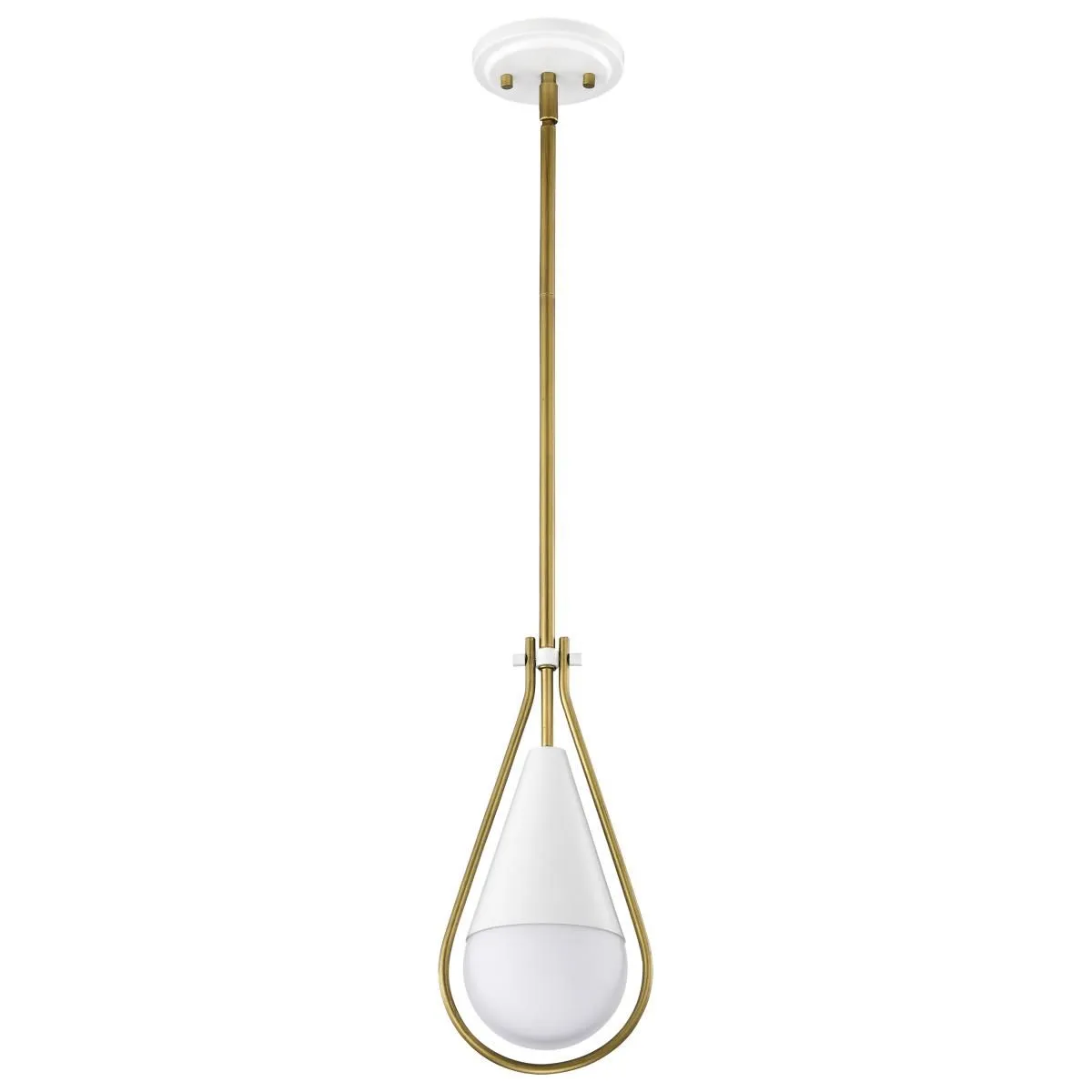 Admiral 7 in. Pendant Light Matte White and Natural Brass Finish