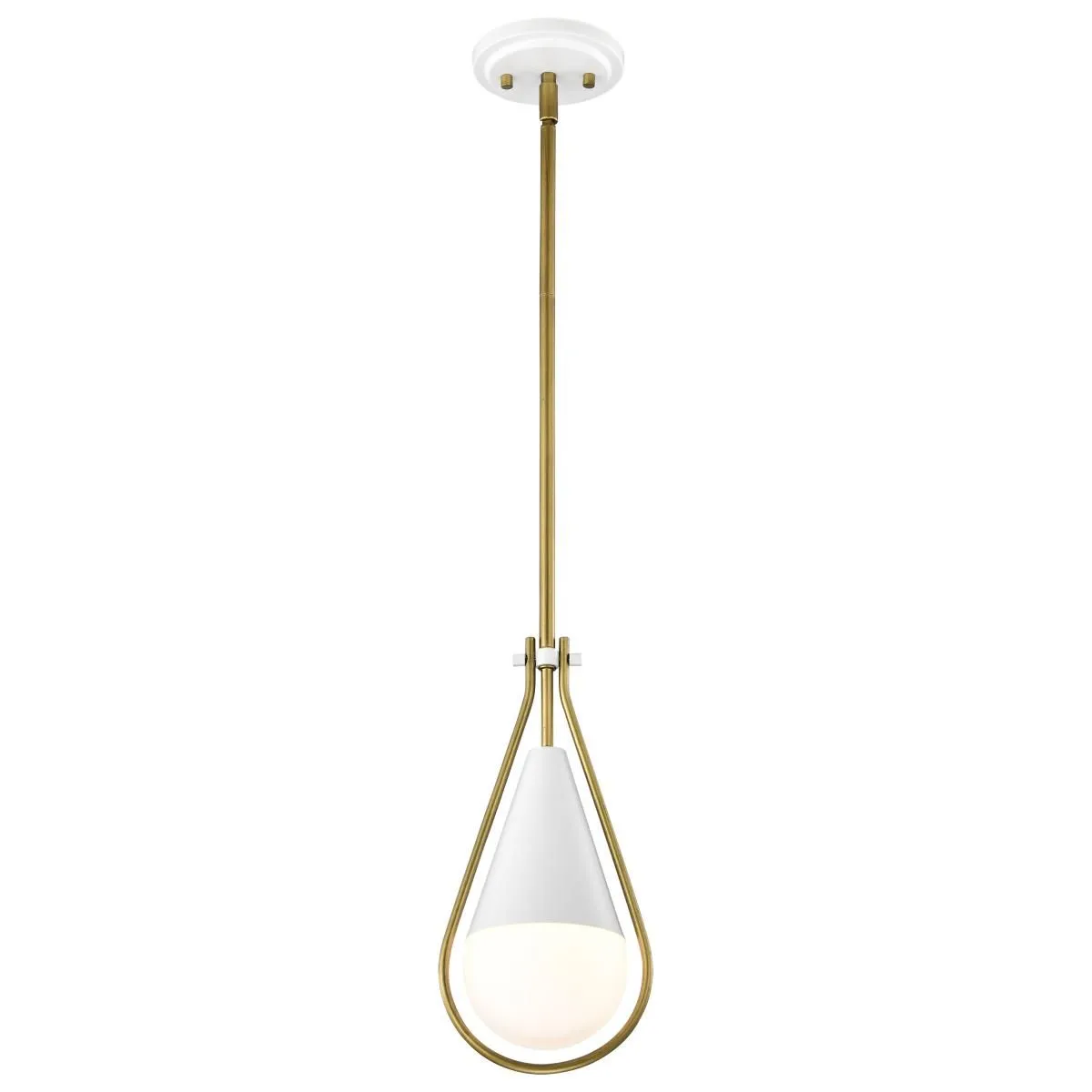 Admiral 7 in. Pendant Light Matte White and Natural Brass Finish