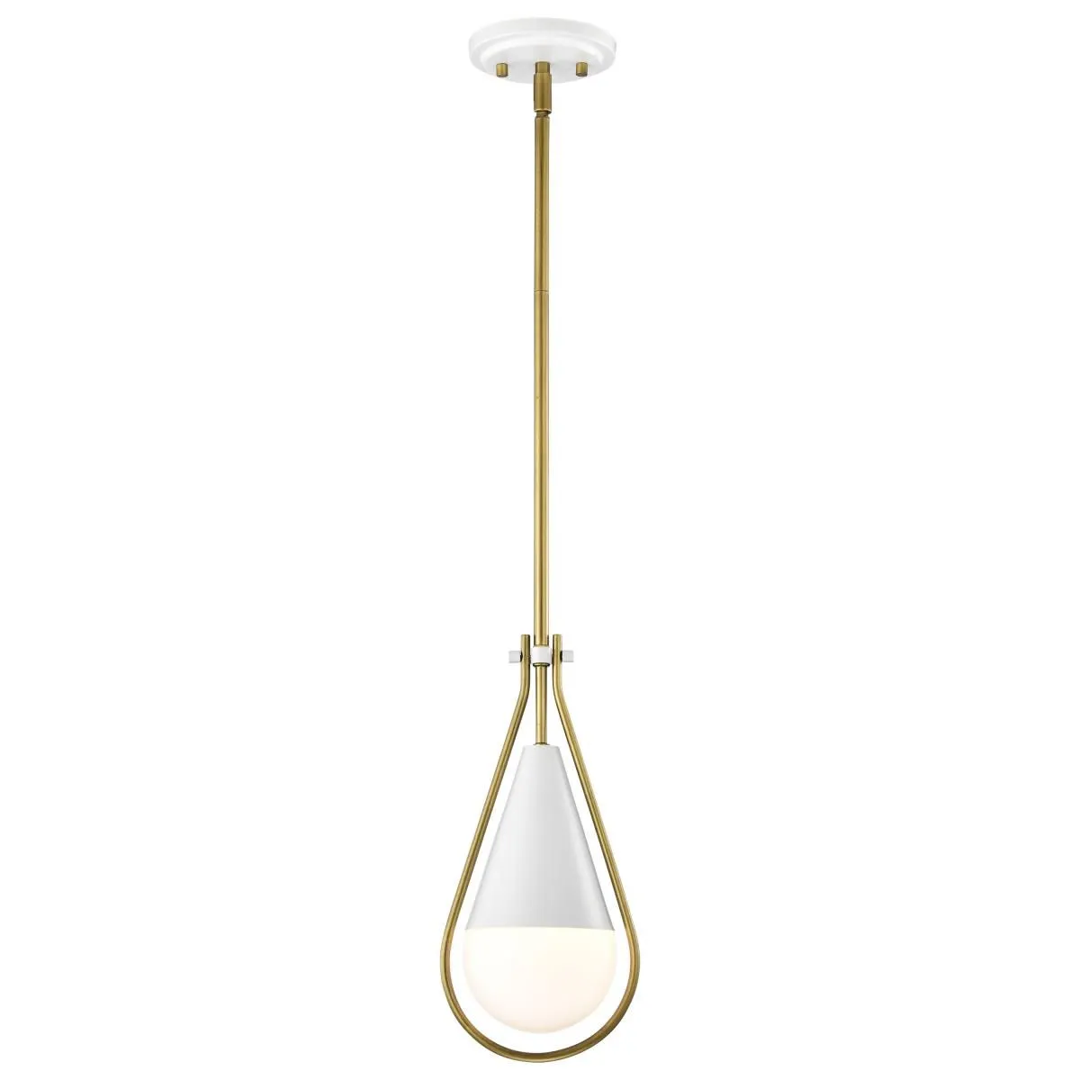 Admiral 7 in. Pendant Light Matte White and Natural Brass Finish
