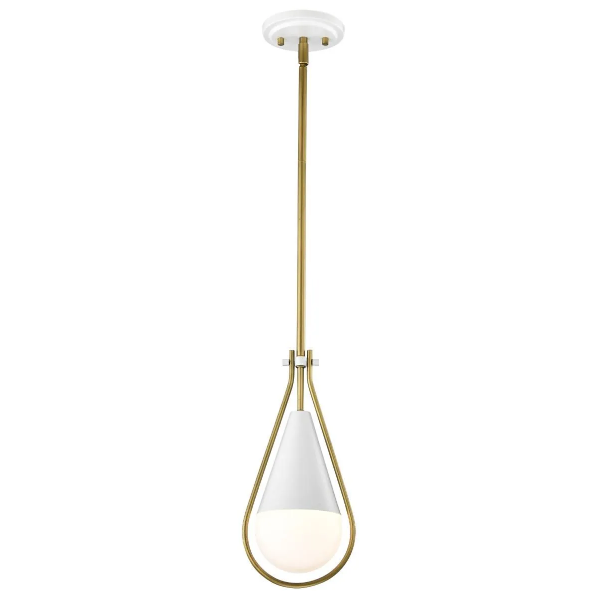 Admiral 7 in. Pendant Light Matte White and Natural Brass Finish