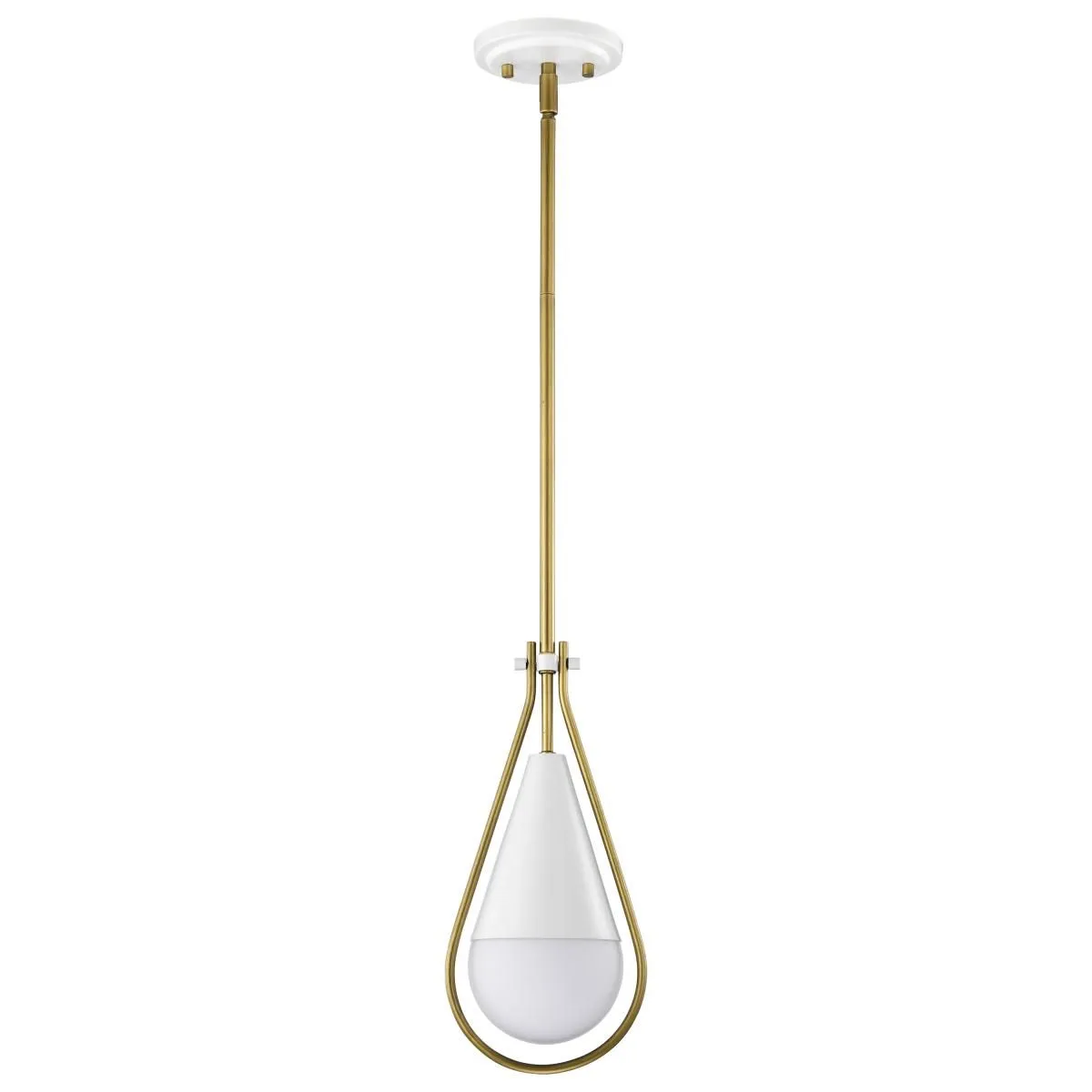 Admiral 7 in. Pendant Light Matte White and Natural Brass Finish