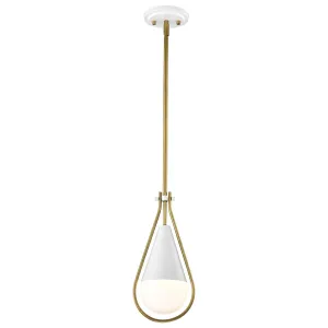 Admiral 7 in. Pendant Light Matte White and Natural Brass Finish