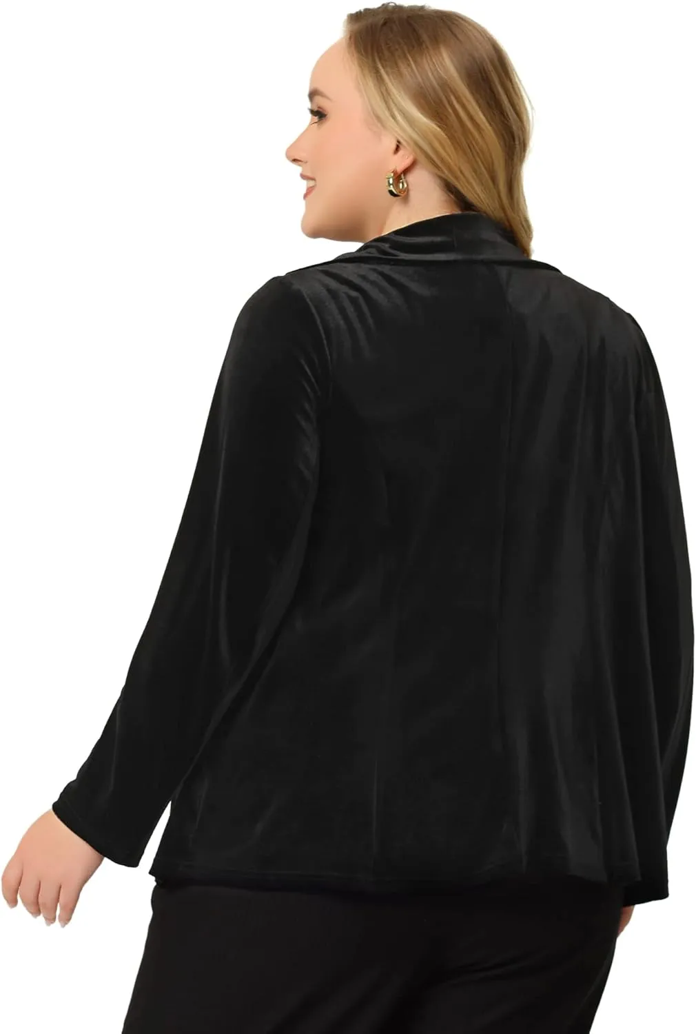 Agnes Orinda Plus Size Velvet Blazers Jackets for Women Casual Lapel Suit Office Work Blazer