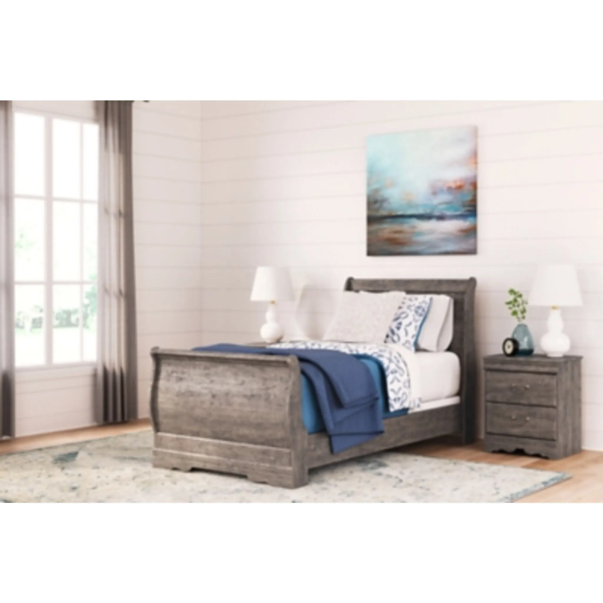 Bayzor Twin Sleigh Bed - Gray