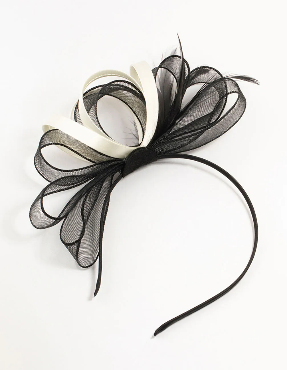 Black & Cream Feather Fascinator