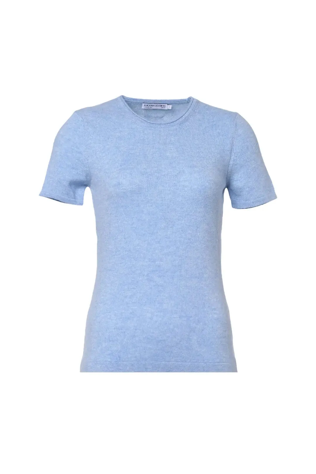 Blue Pure Cashmere Short Sleeve Women's Sweater