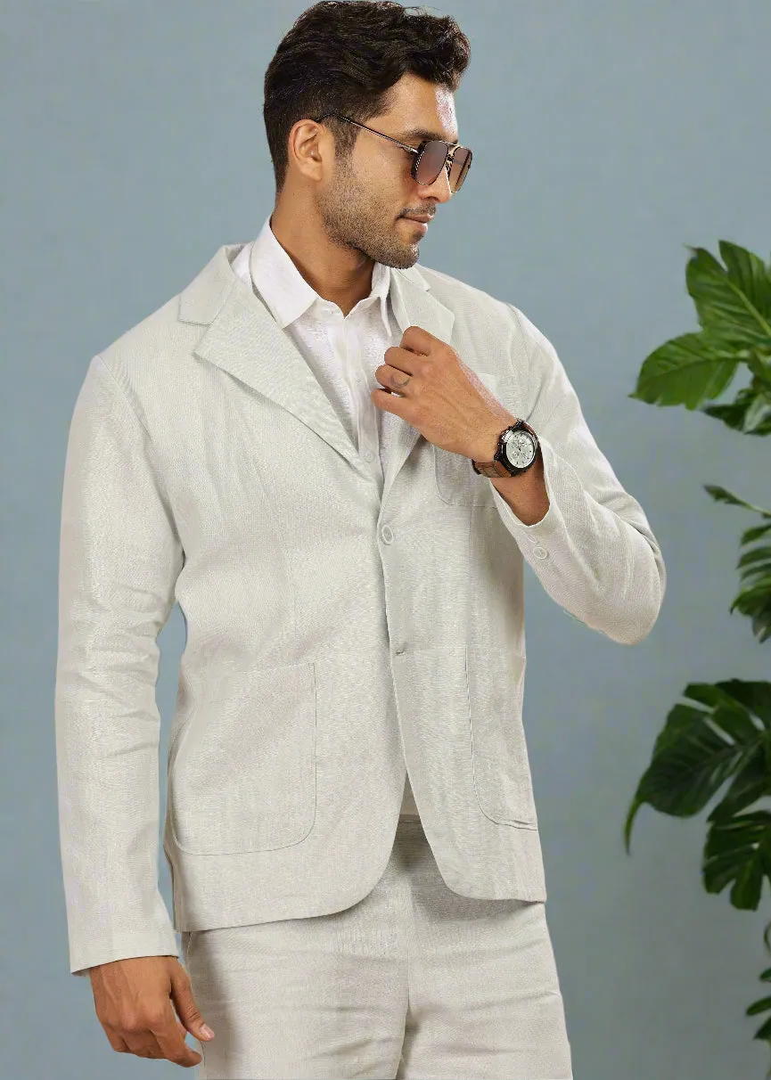 Bond - Classic Pure Linen Jacket - Powder Blue