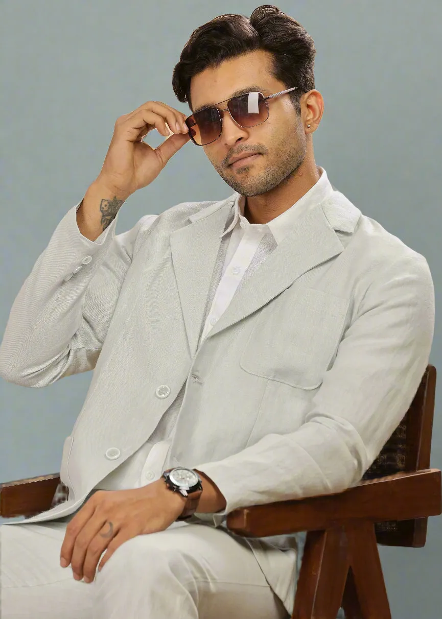 Bond - Classic Pure Linen Jacket - Powder Blue