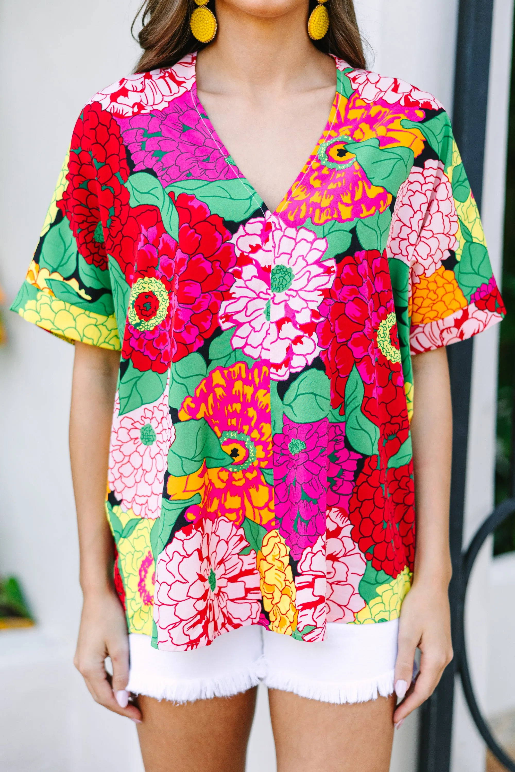 By The Garden Red Floral Top