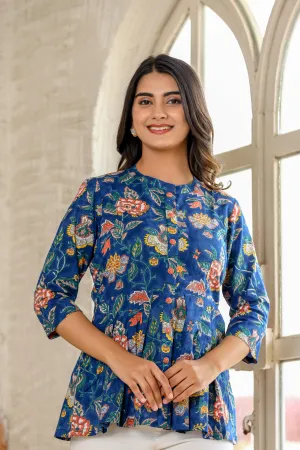 CALM BLUE FLORAL TOP