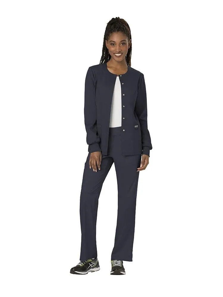 Cherokee Workwear Revolution Women's Snap Front Scrub Jacket | Pewter