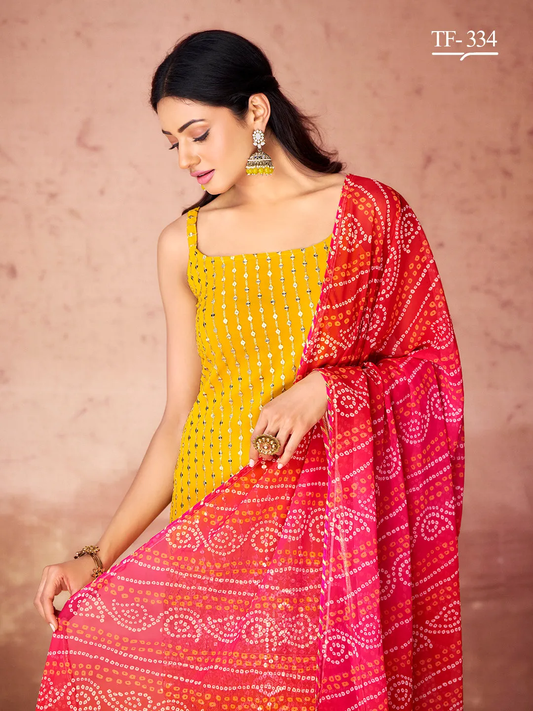 Chic Mustard Short Top Gharara Set with Dupatta