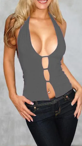Clearance Back Cross Halter Sleeveless Skinny Pure Color Sexy Vest