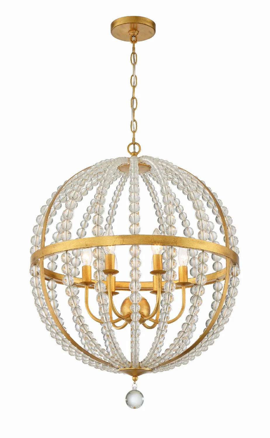 Crystorama ROX-A9006-GA Roxy 6 Light Chandelier - Antique Gold