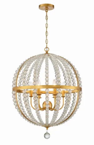 Crystorama ROX-A9006-GA Roxy 6 Light Chandelier - Antique Gold