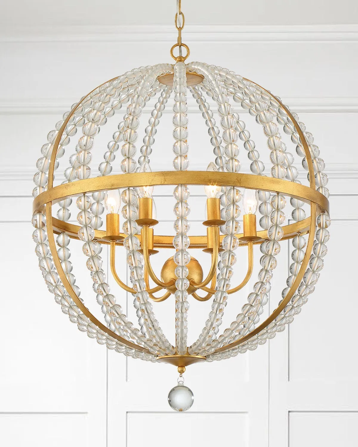 Crystorama ROX-A9006-GA Roxy 6 Light Chandelier - Antique Gold