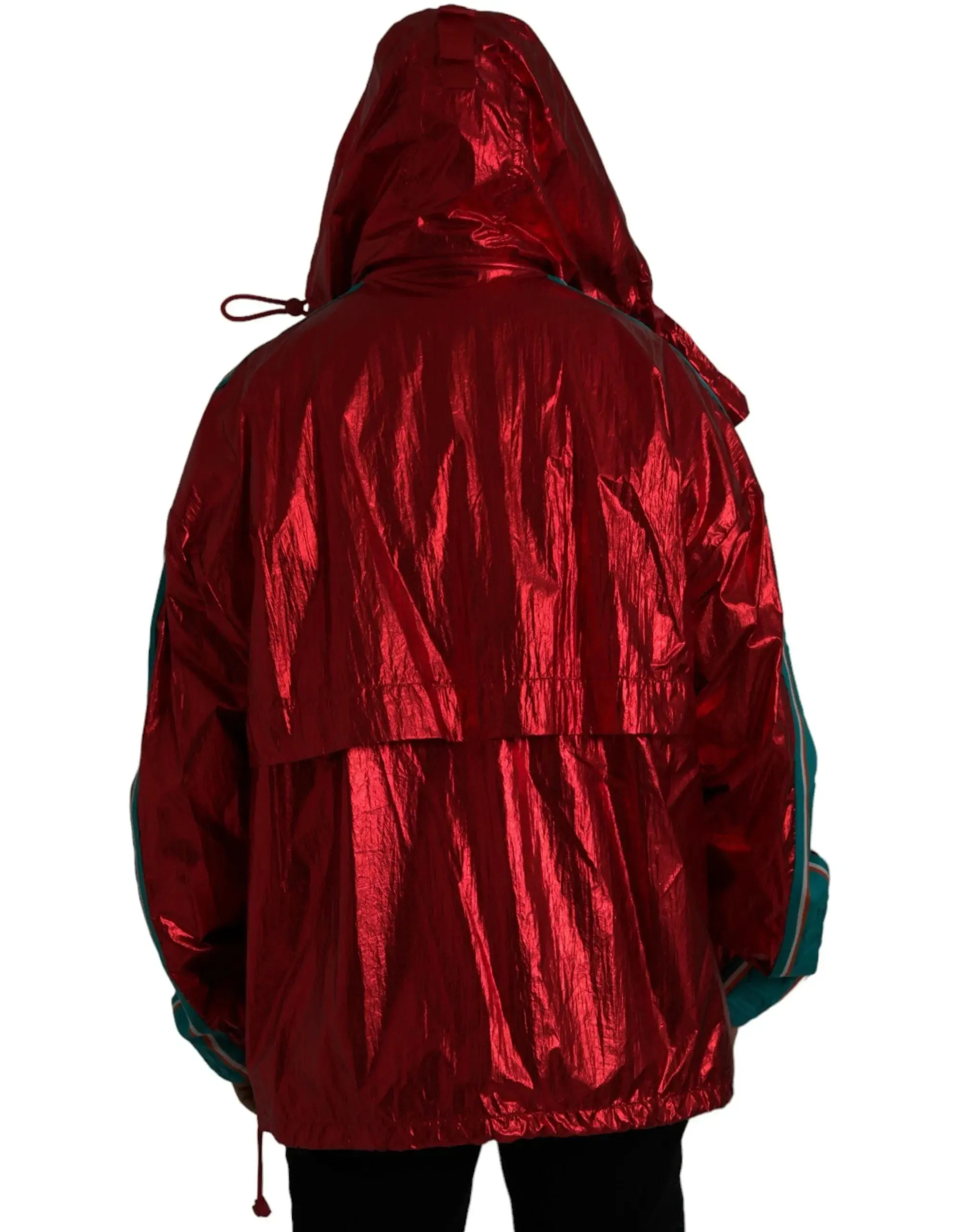 Dolce & Gabbana Red Nylon Hooded Pullover Jacket
