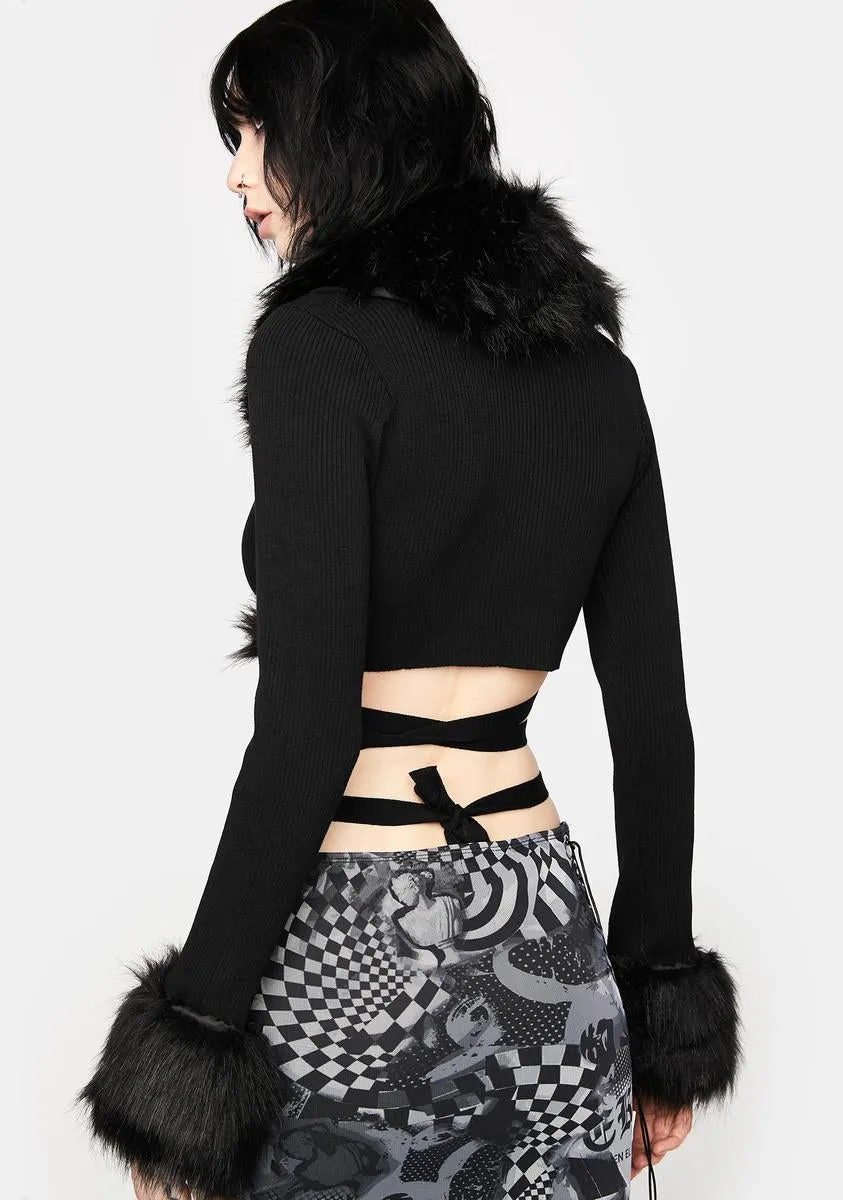 Faux Fur Knitted Wrap Top