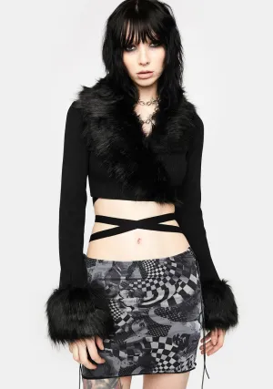 Faux Fur Knitted Wrap Top