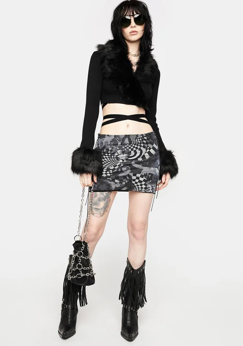 Faux Fur Knitted Wrap Top