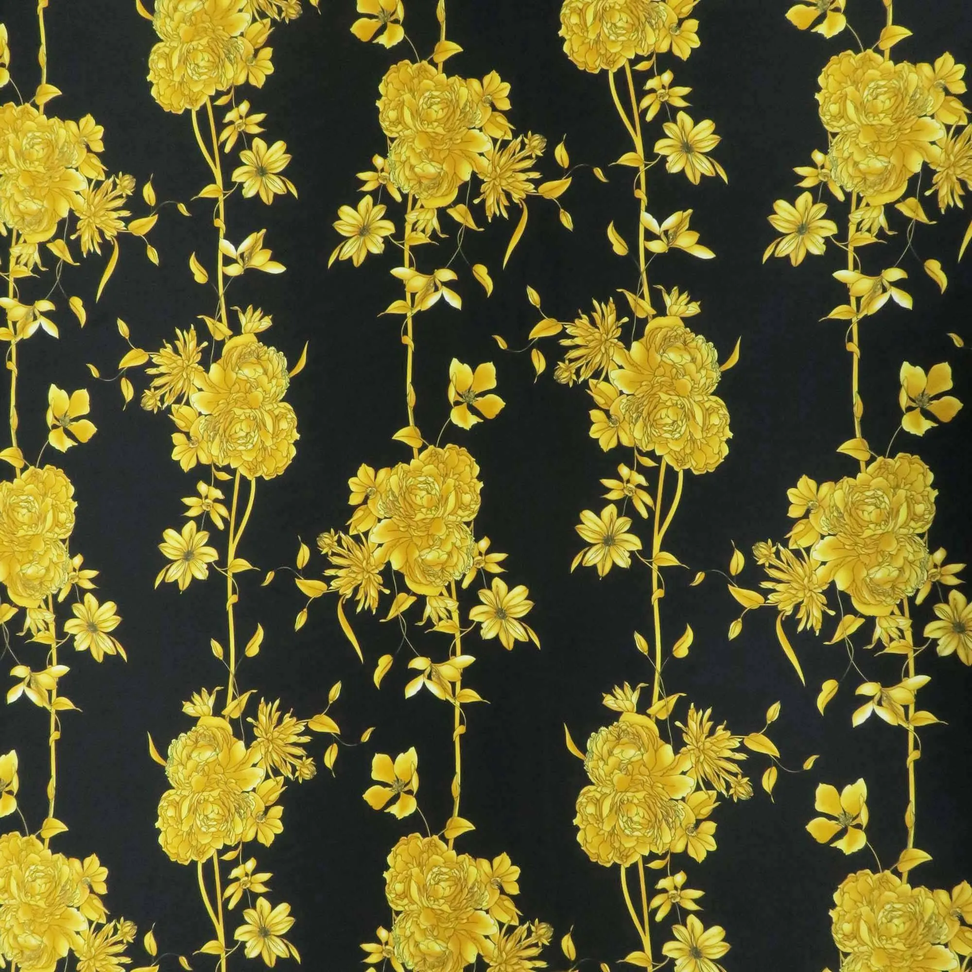 Golden Floral Abstract Printed Silk
