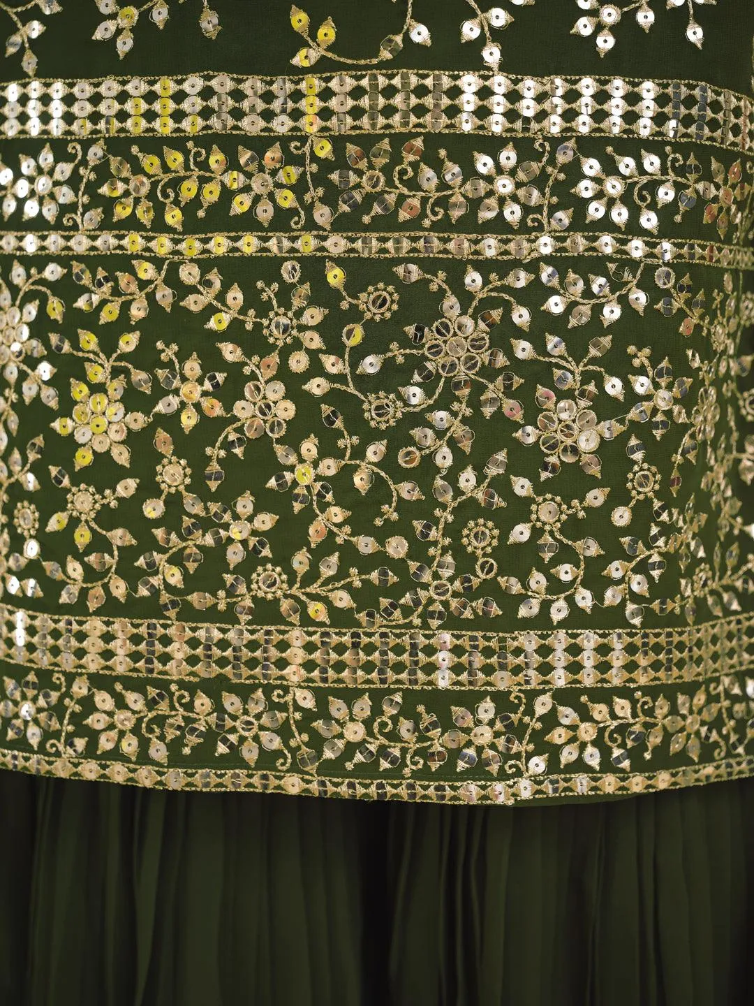 Green Embroidered Georgette Sharara Suit with dupatta