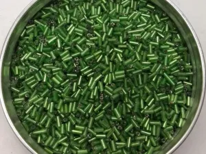 Green Lustre Pipe Glass Seed Beads- 4.5 mm