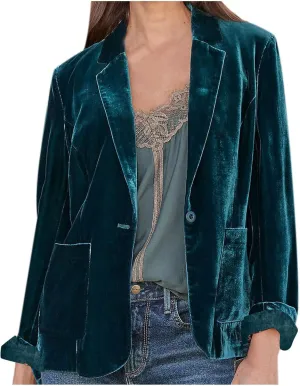 Hot New Women Velvet Blazers Notched V-Neck Long Sleeve Cardigan Short Button Suit Jackets Evening Party Petite Coats