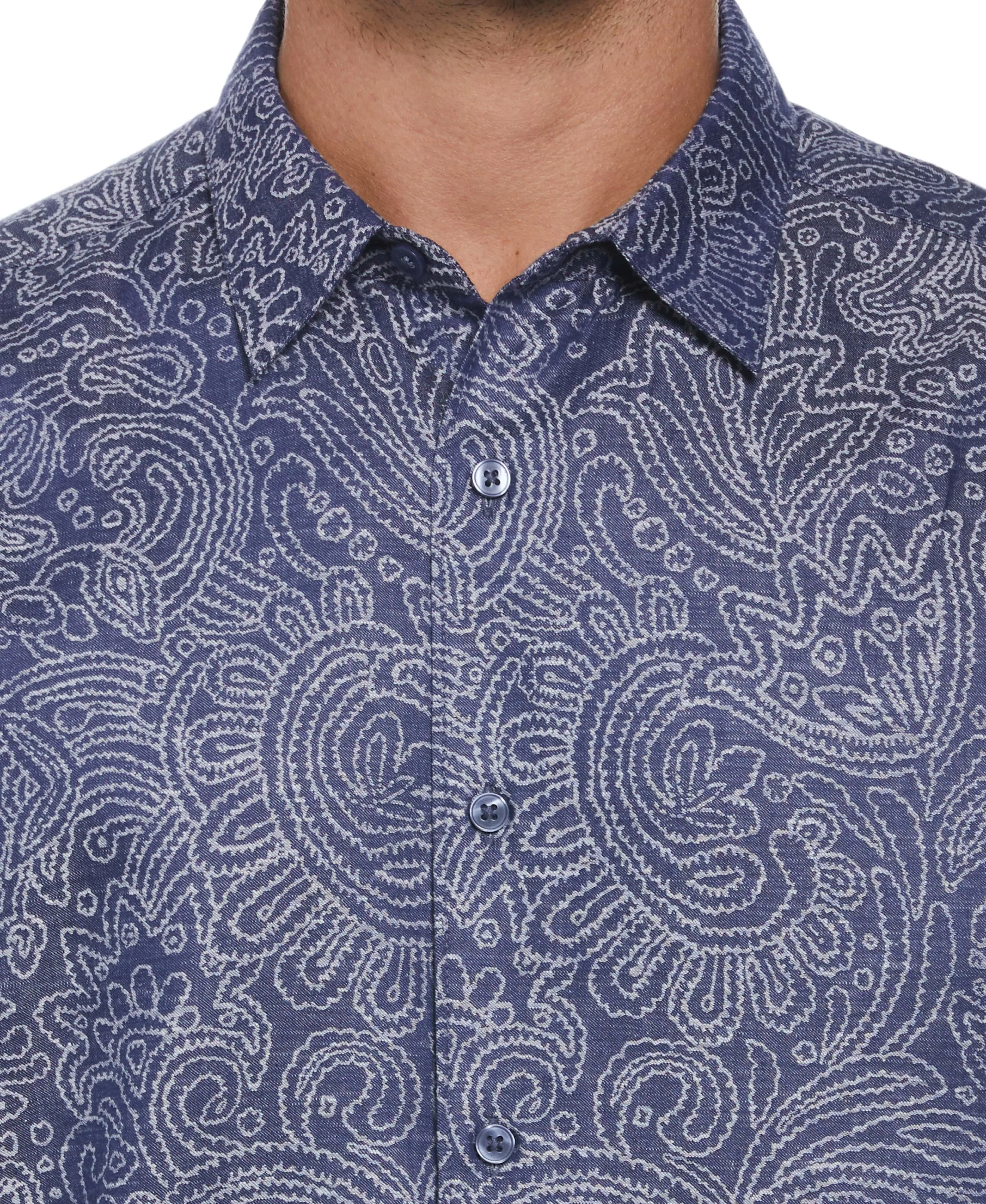 Jacquard Abstract Floral Paisley Print Shirt