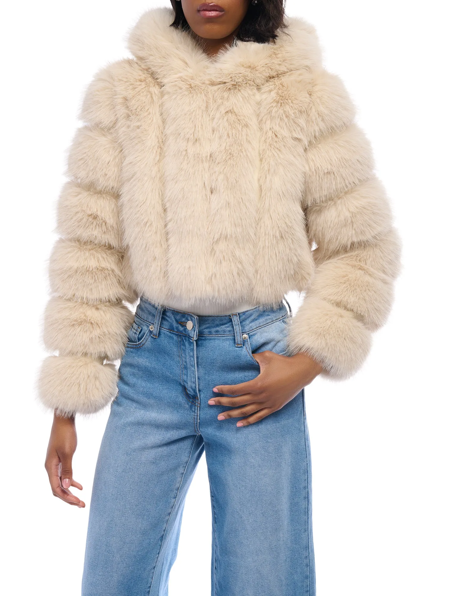 JOLENE-TAN FAUX FUR JACKET