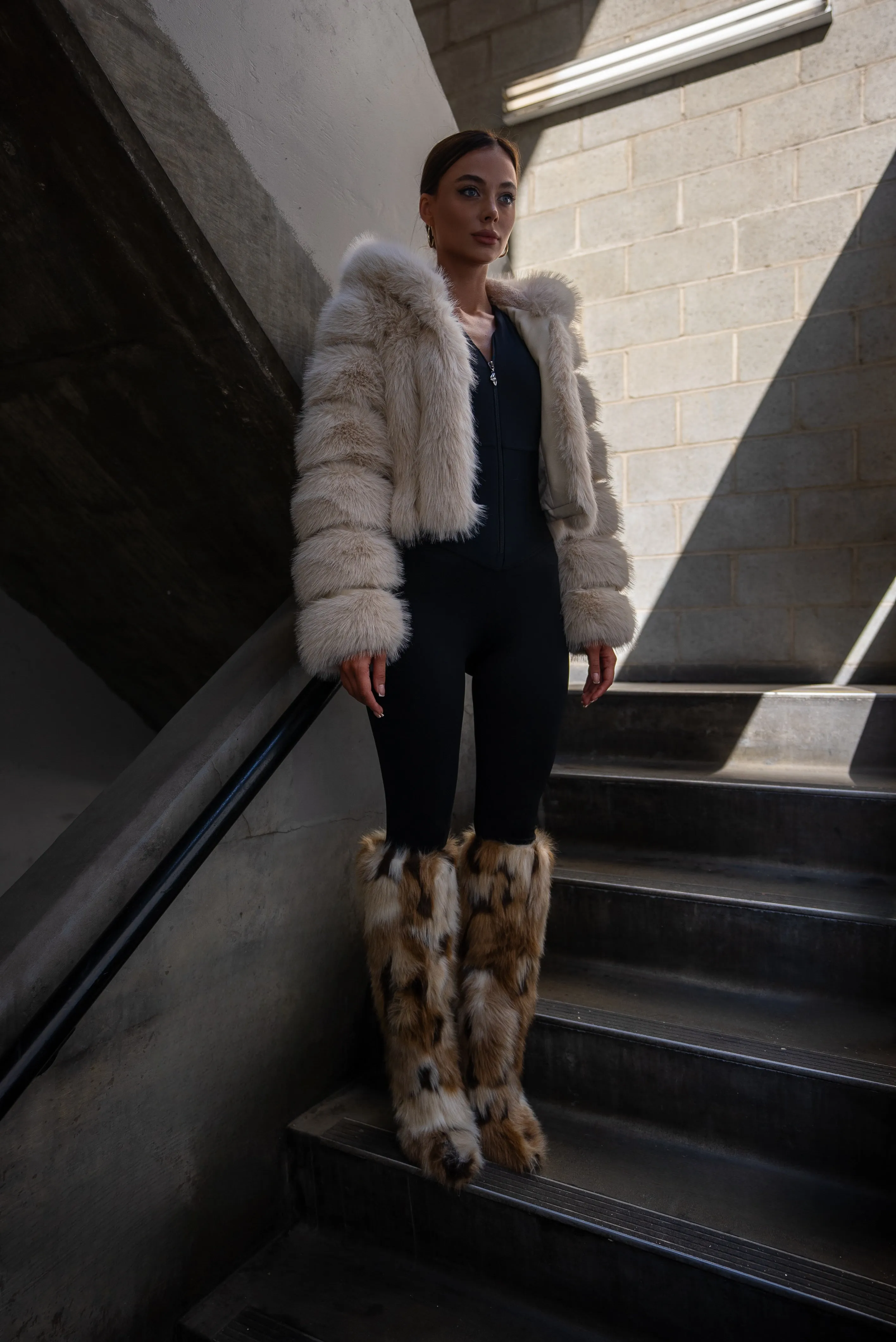 JOLENE-TAN FAUX FUR JACKET