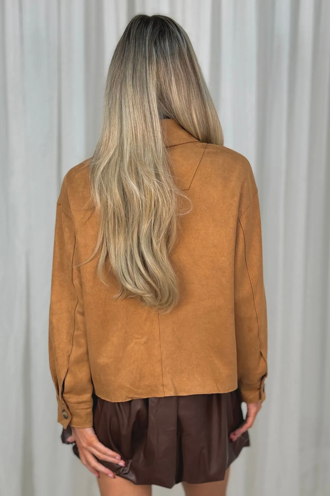 Kiera Faux Suede Jacket In Camel