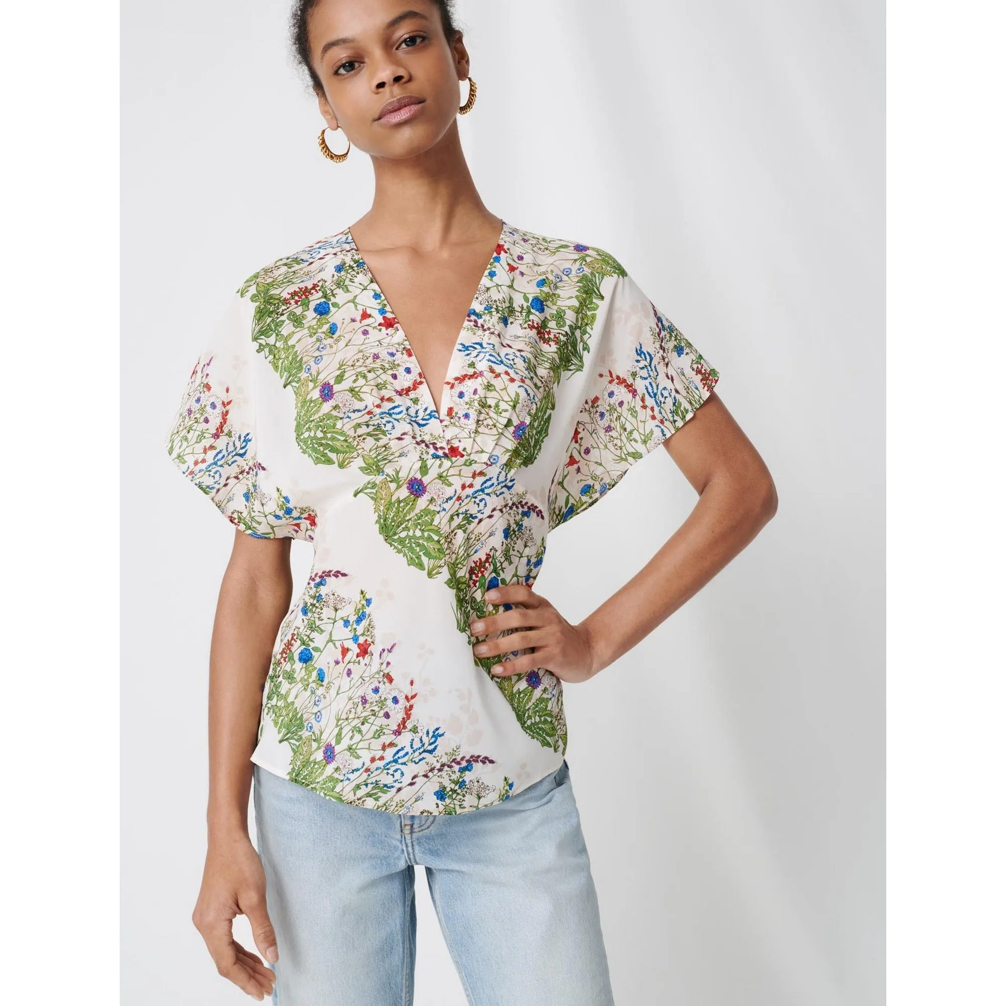 Liviere Top - Ecru / Green