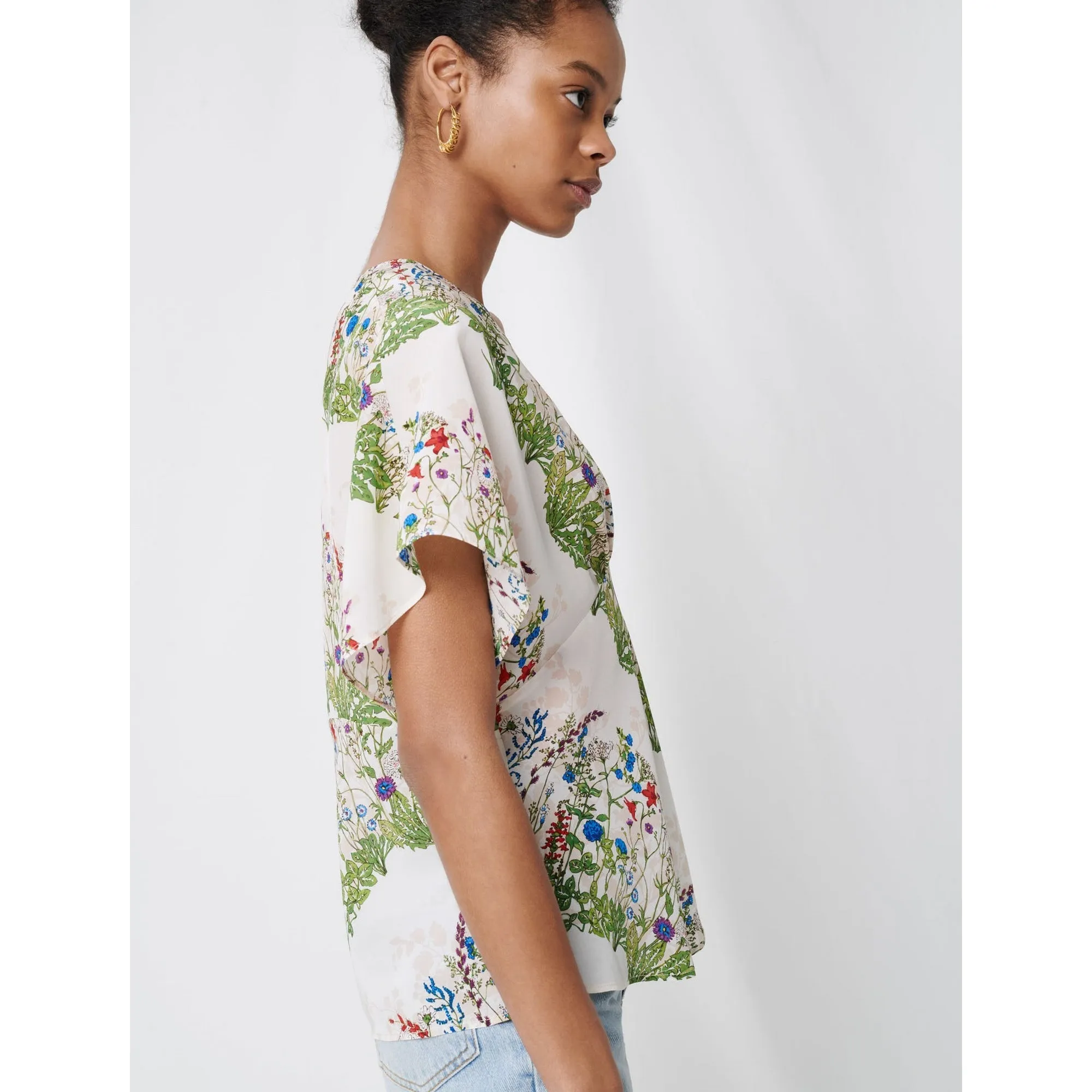 Liviere Top - Ecru / Green
