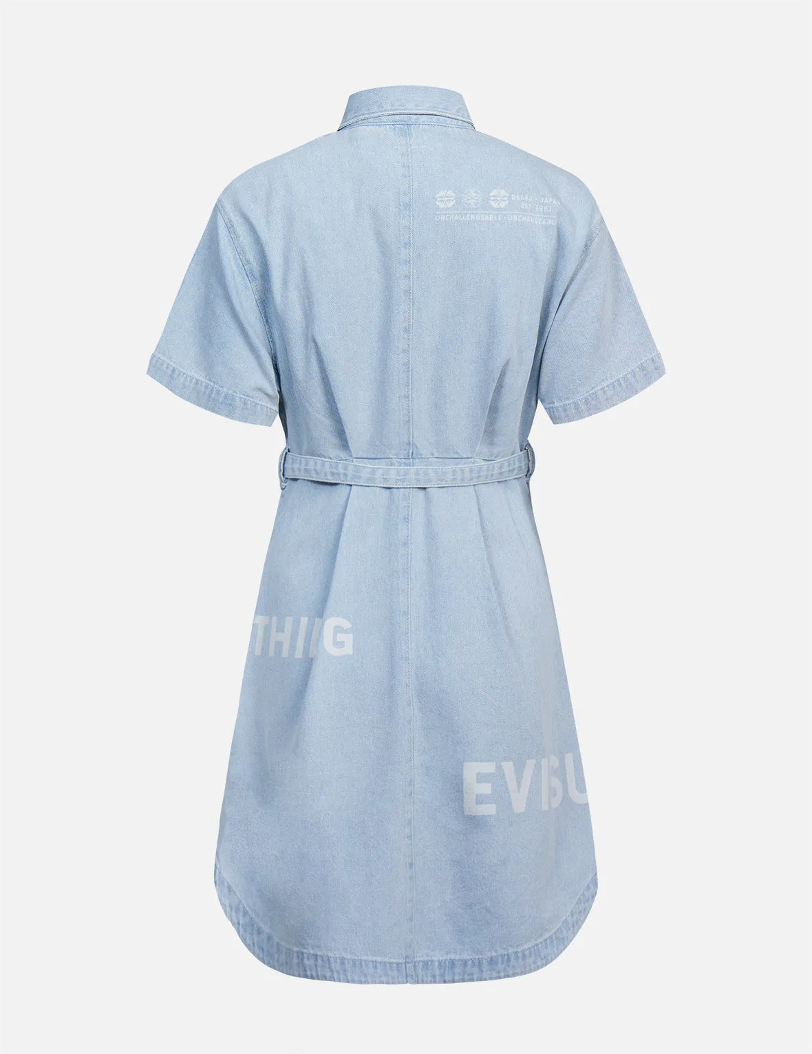 Logo Discharged Print Denim Shirt Dress
