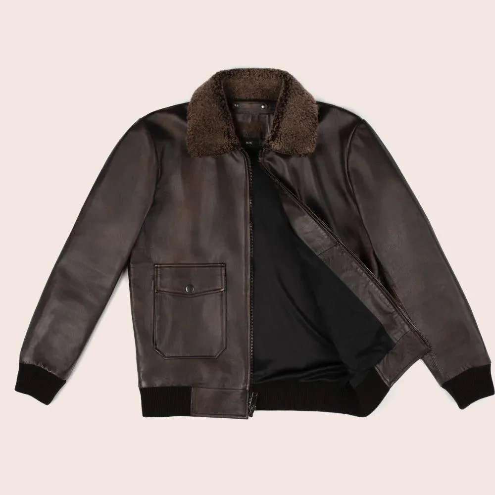 Men's G-1 Iconic Brown Leather Bomber Jacket