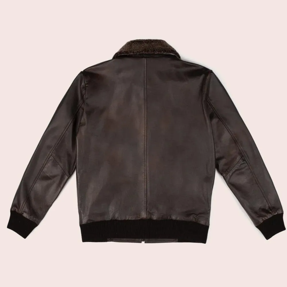 Men's G-1 Iconic Brown Leather Bomber Jacket