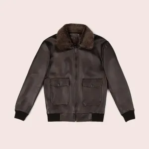 Men's G-1 Iconic Brown Leather Bomber Jacket