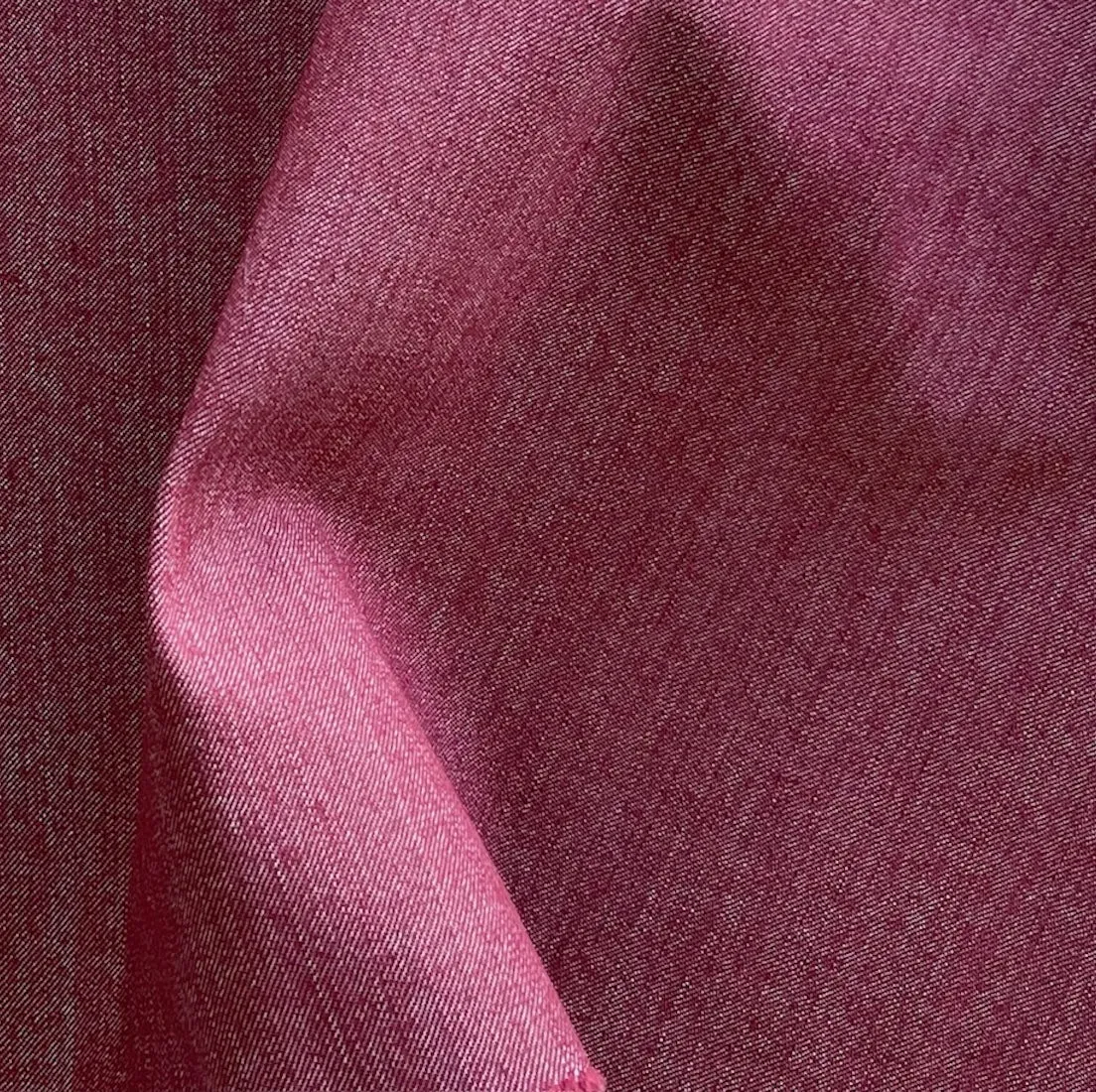 Mid-Weight Cranberry Stretch Cotton Blend Denim Twill (Made in Italy)