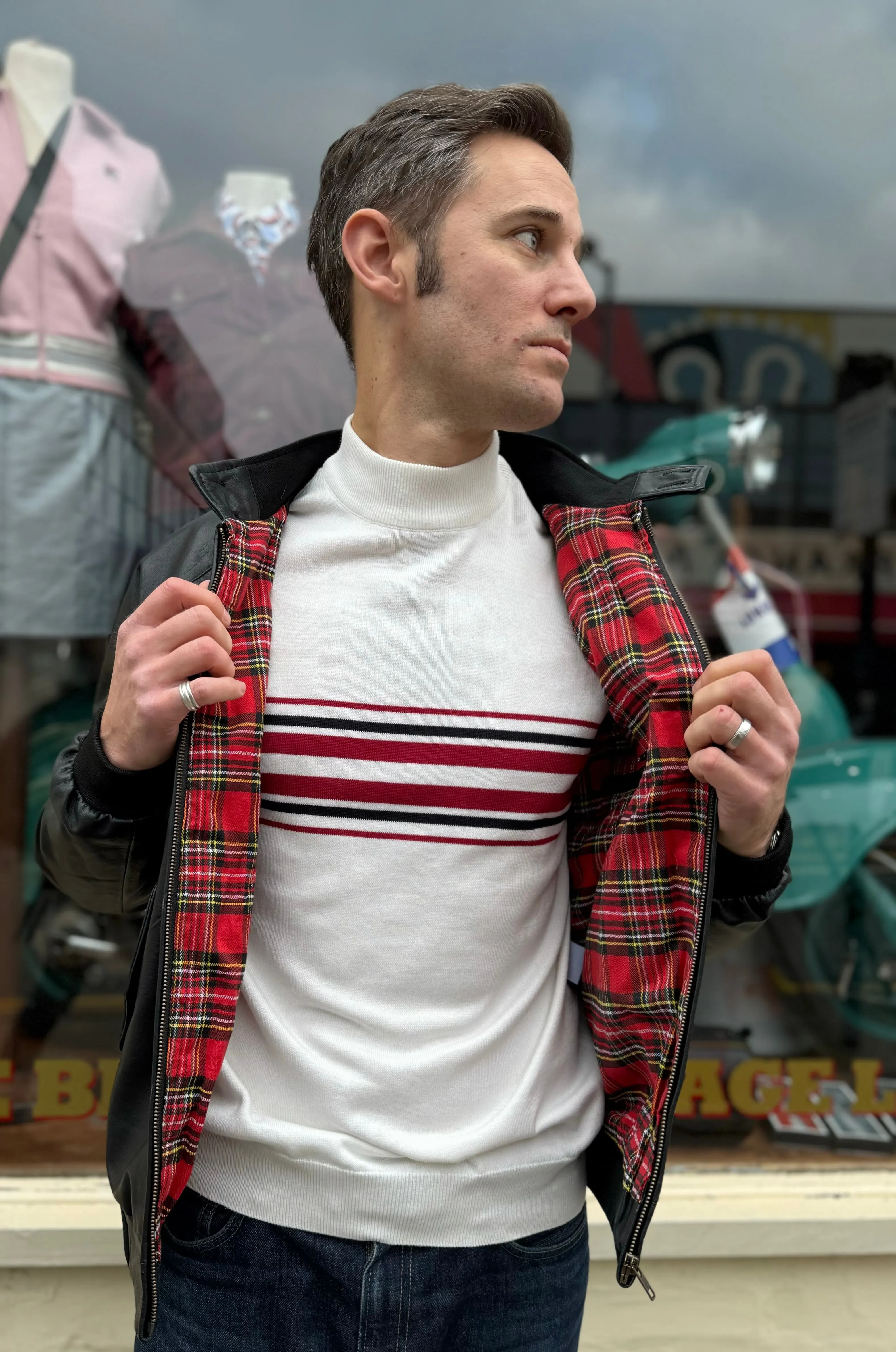 Modfather Clothing - Men’s Leather Classic Black - Harrington Jacket