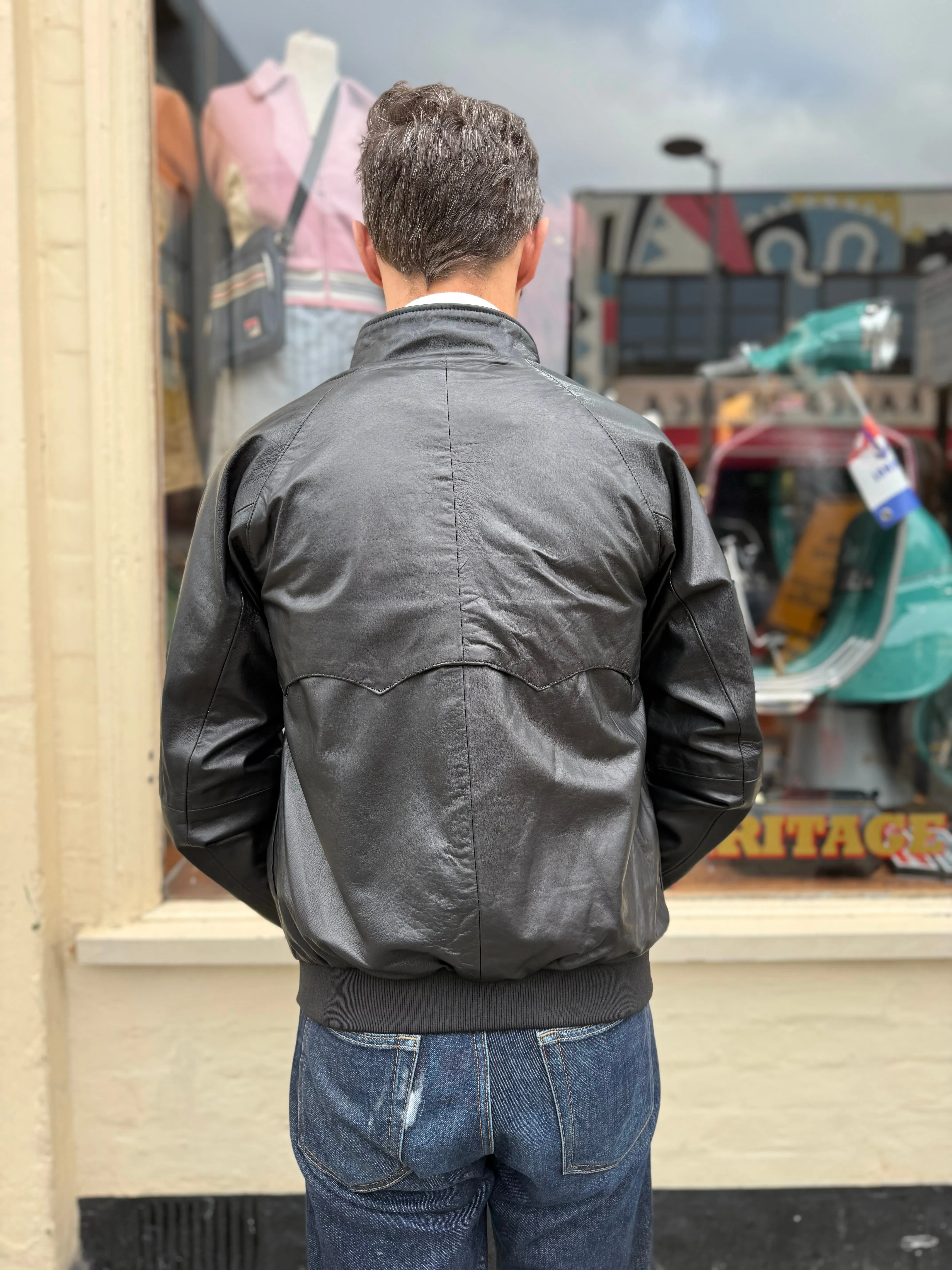 Modfather Clothing - Men’s Leather Classic Black - Harrington Jacket
