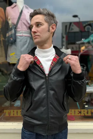 Modfather Clothing - Men’s Leather Classic Black - Harrington Jacket