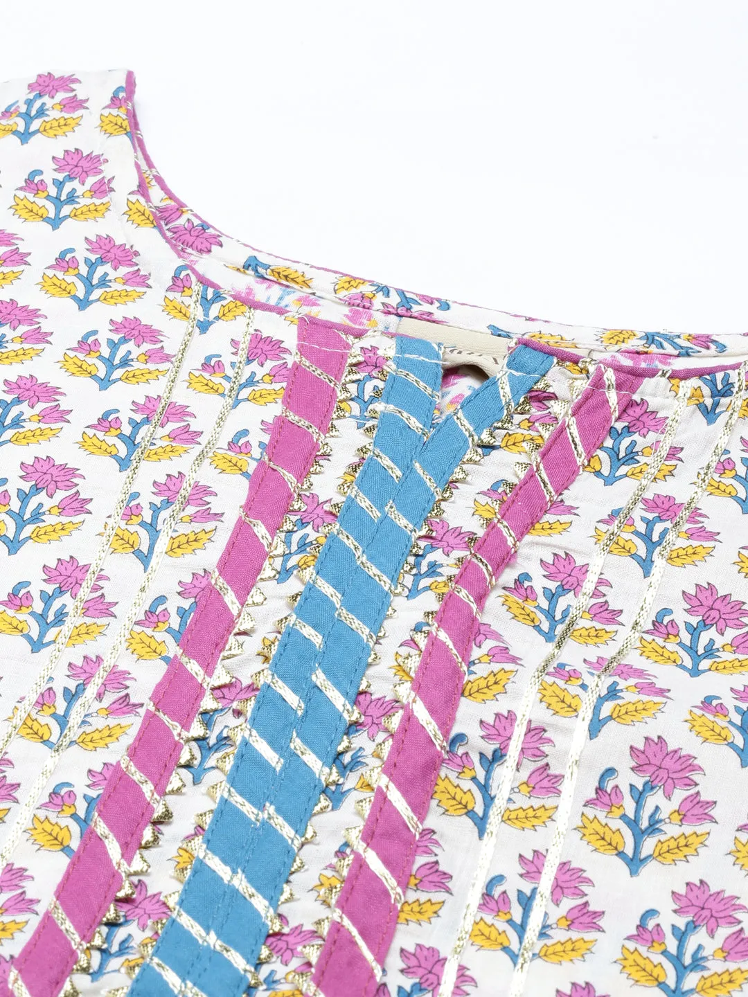 Neeru's Blue Color Cotton Fabric Kurta Set