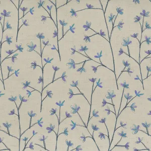 Ophelia Printed Cotton Fabric (By The Metre) Bluebell/Natural