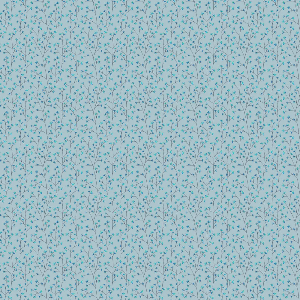Ophelia Printed Cotton Fabric (By The Metre) Cornflower