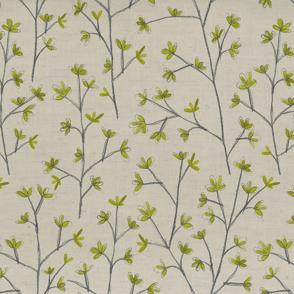 Ophelia Printed Cotton Fabric (By The Metre) Lime/Natural