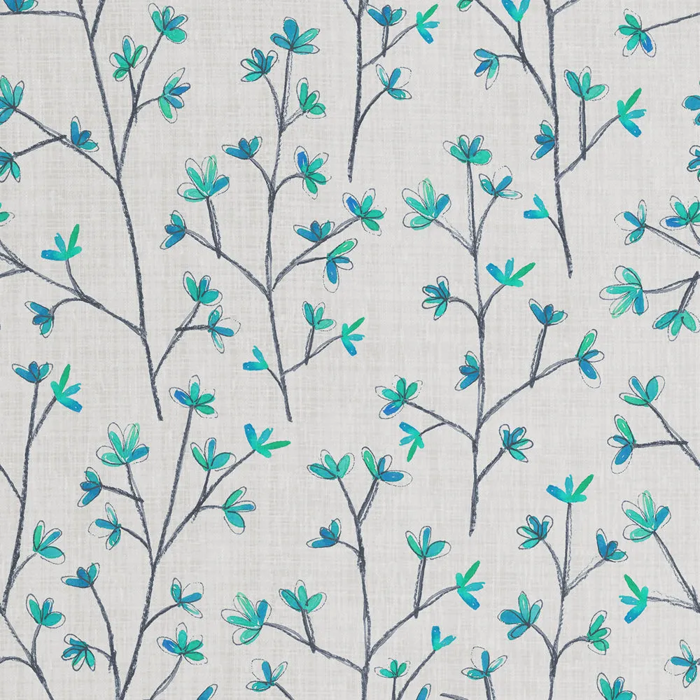Ophelia Printed Linen Fabric (By The Metre) Cornflower Blue