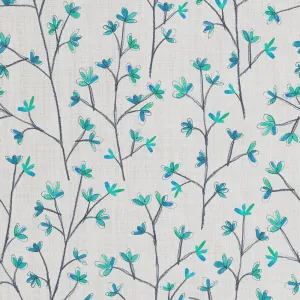 Ophelia Printed Linen Fabric (By The Metre) Cornflower Blue